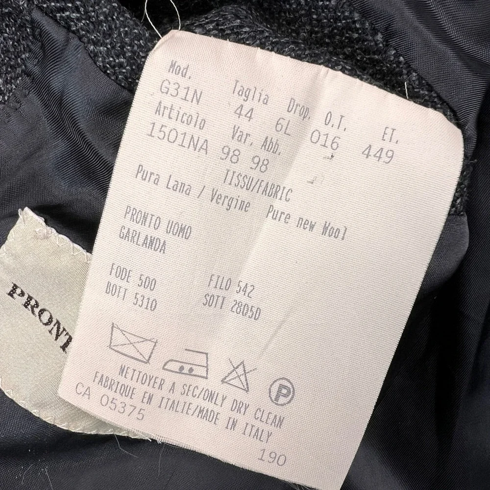 Pronto‎ Uomo Italian Wool Sport Coat Blazer Men 44L Charcoal Tweed Made in Italy